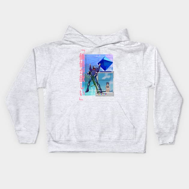 Rei Ayanami Vaporwave Kids Hoodie by Conzuh